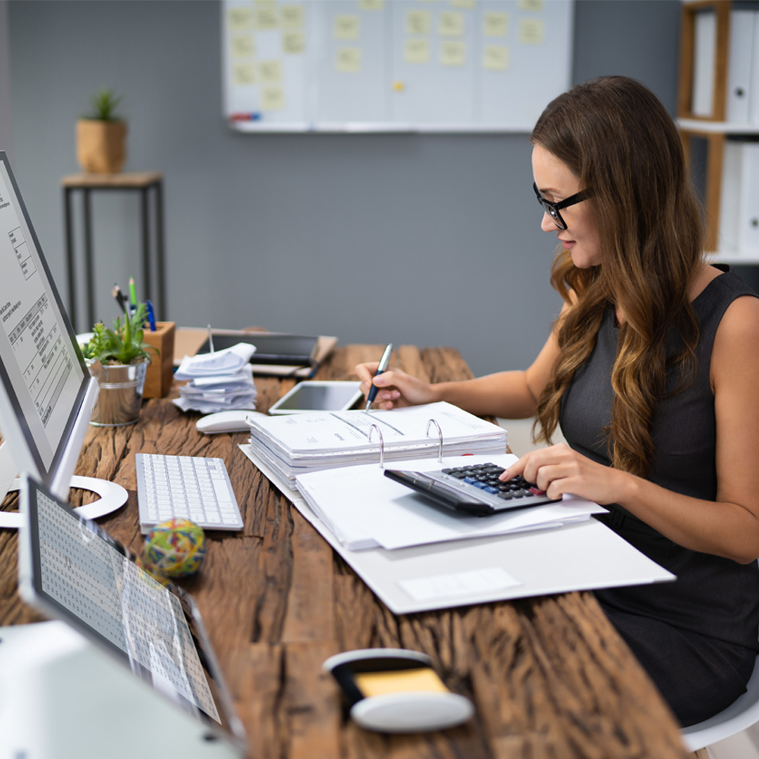 Woman doing work at desk