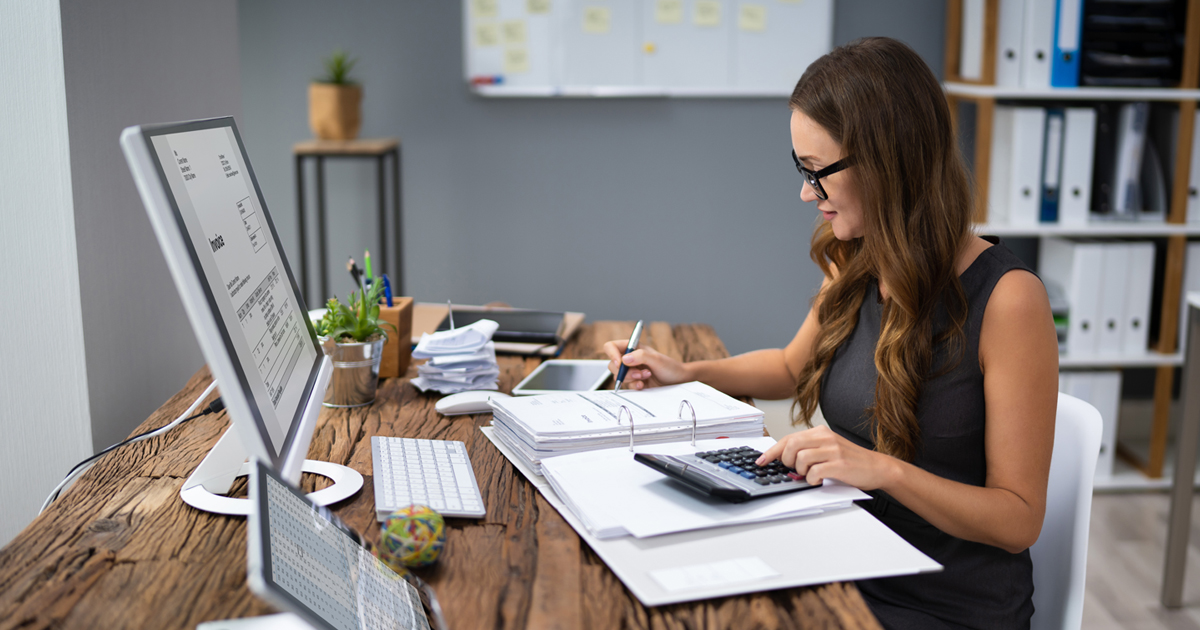 Woman doing work at desk