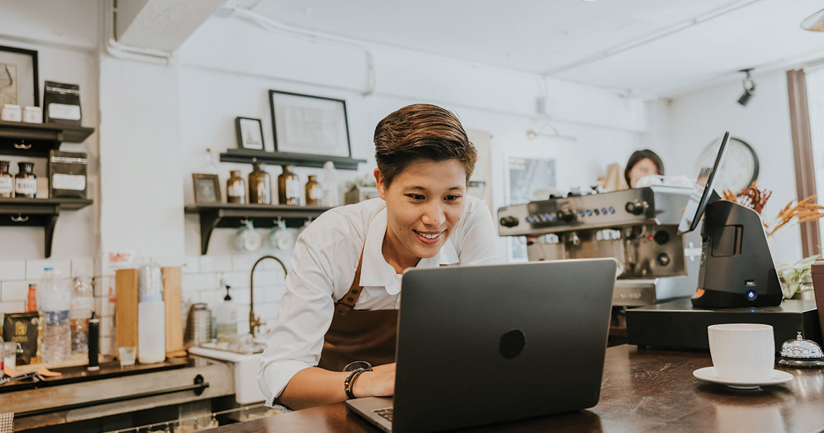 Employee at computer